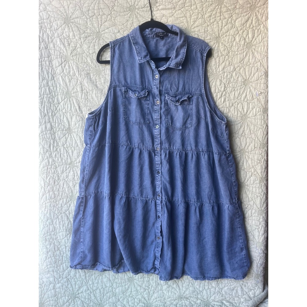 Classic Tiered Chambray Tank Dress 3X